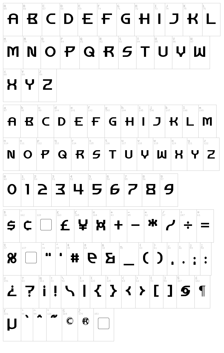 Manhattan Tower font map
